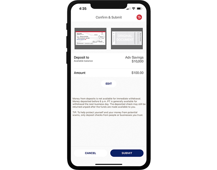 mobile check deposit amount limit bank of america